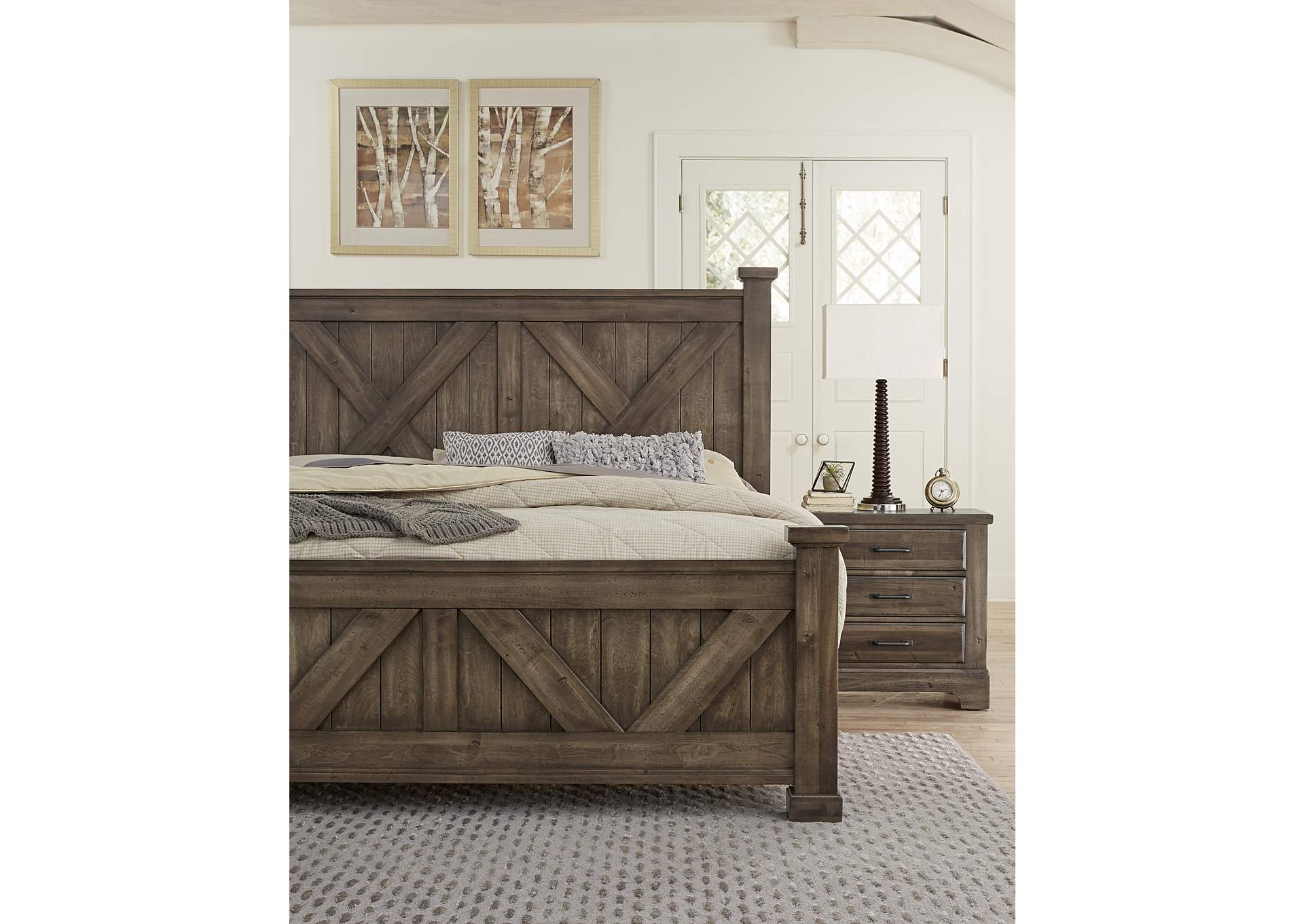 Cool Rustic Mink Queen X Bed w/ X Footboard,Vaughan-Bassett