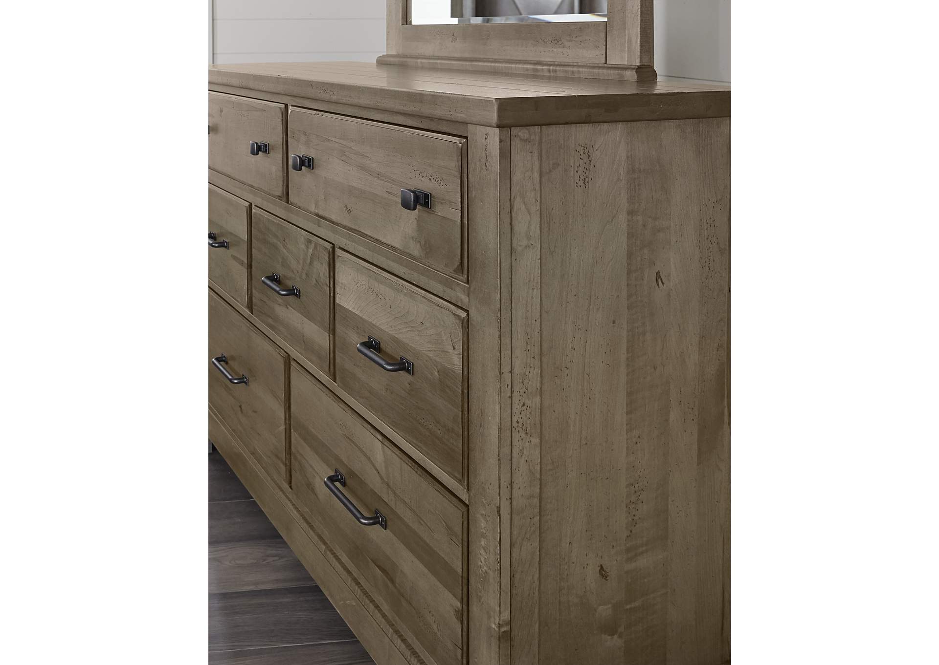 172 - Cool Rustic-Stone Grey Dresser - 7 Drwr,Vaughan-Bassett