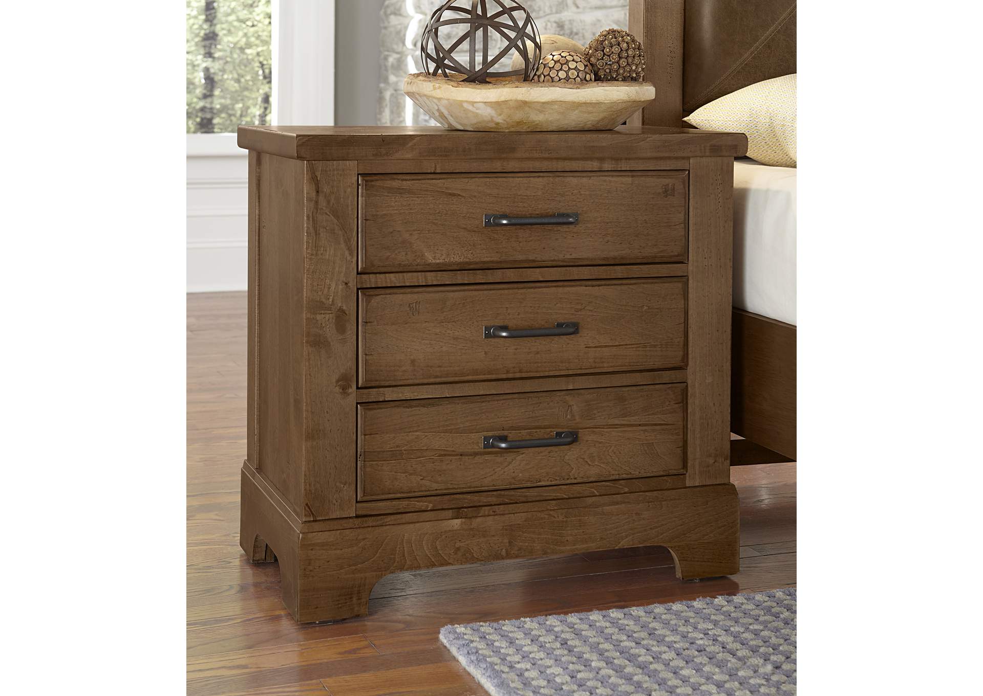 174 - Cool Rustic-Amber Night Stand - 3 Drwr,Vaughan-Bassett