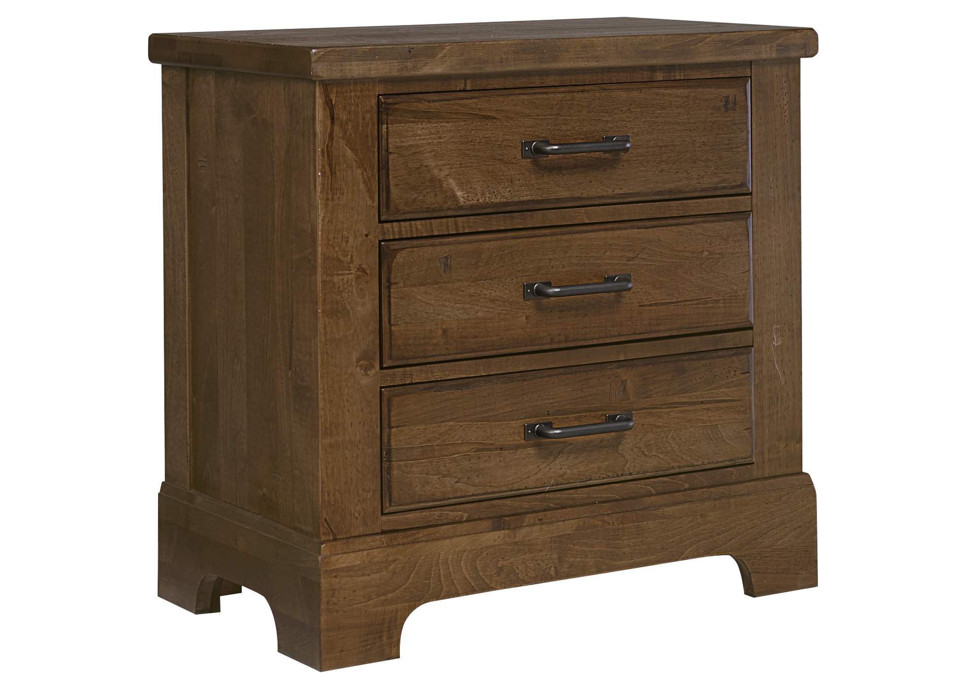 174 - Cool Rustic-Amber Night Stand - 3 Drwr,Vaughan-Bassett