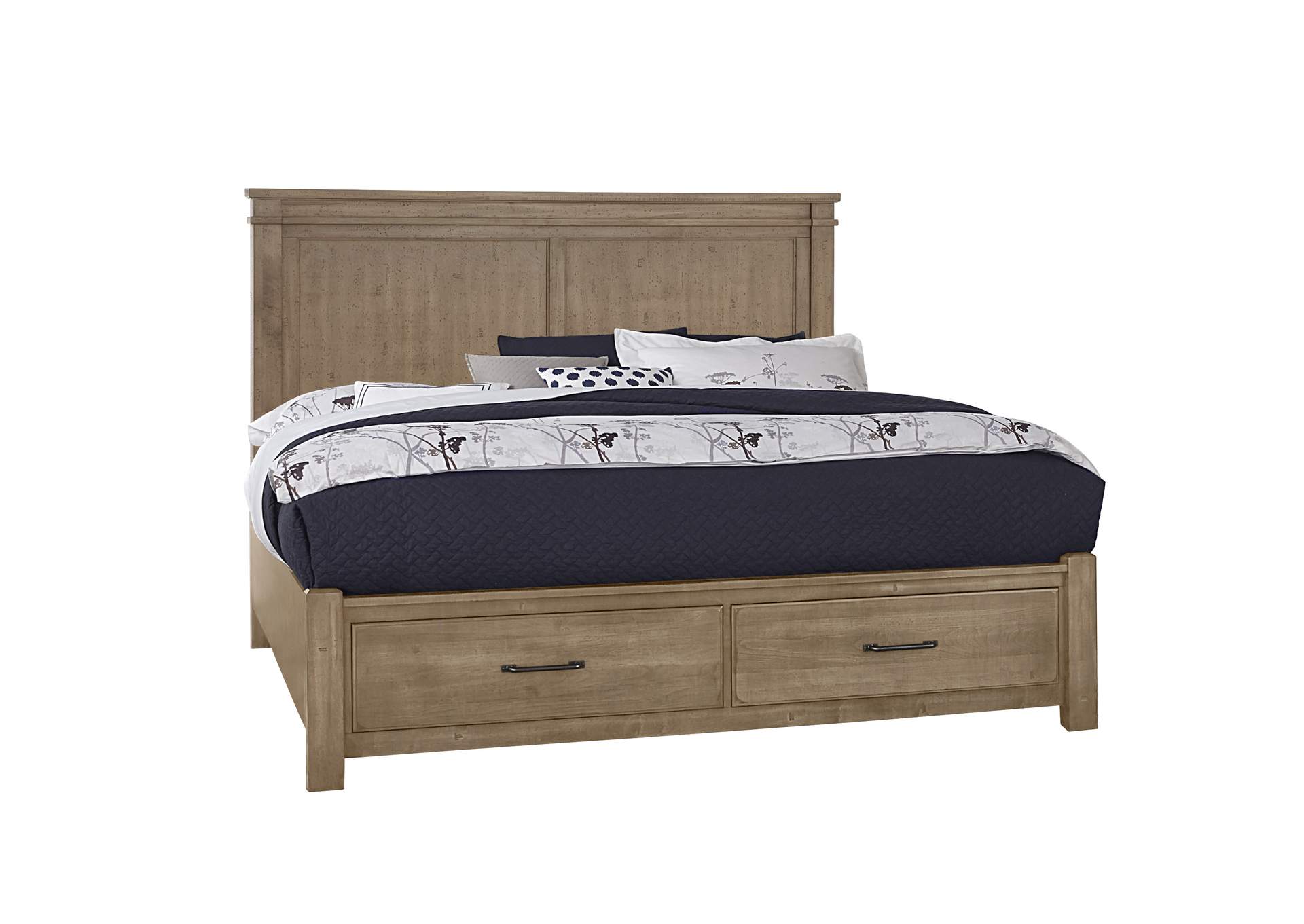 Cool Rustic Cement Mansion Queen Bed w/2 Drawer Storage,Vaughan-Bassett