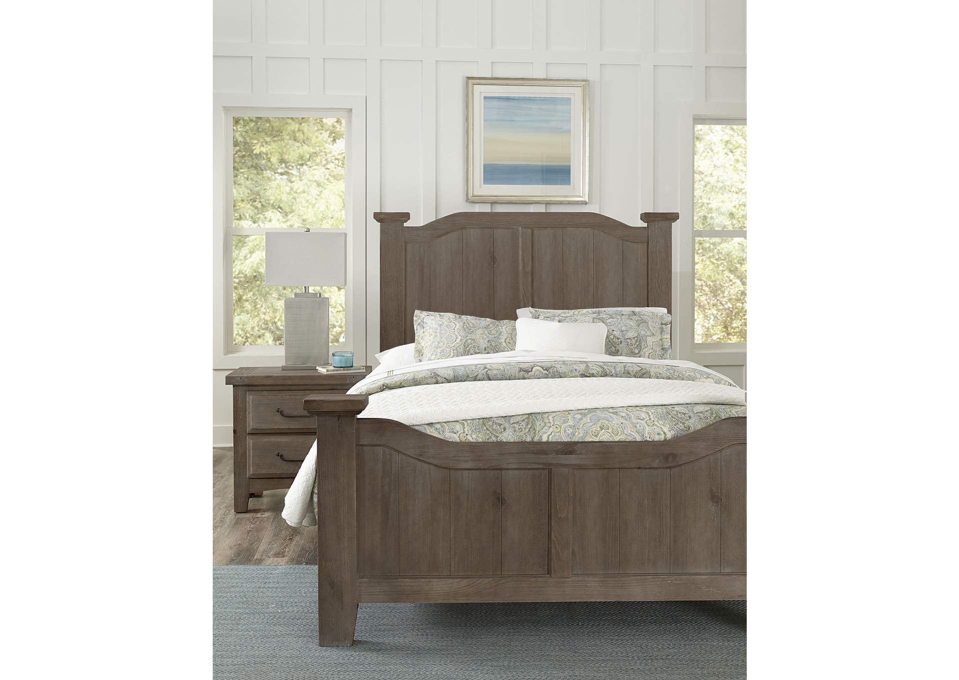 Sawmill Saddle Grey Queen Arch Bed,Vaughan-Bassett