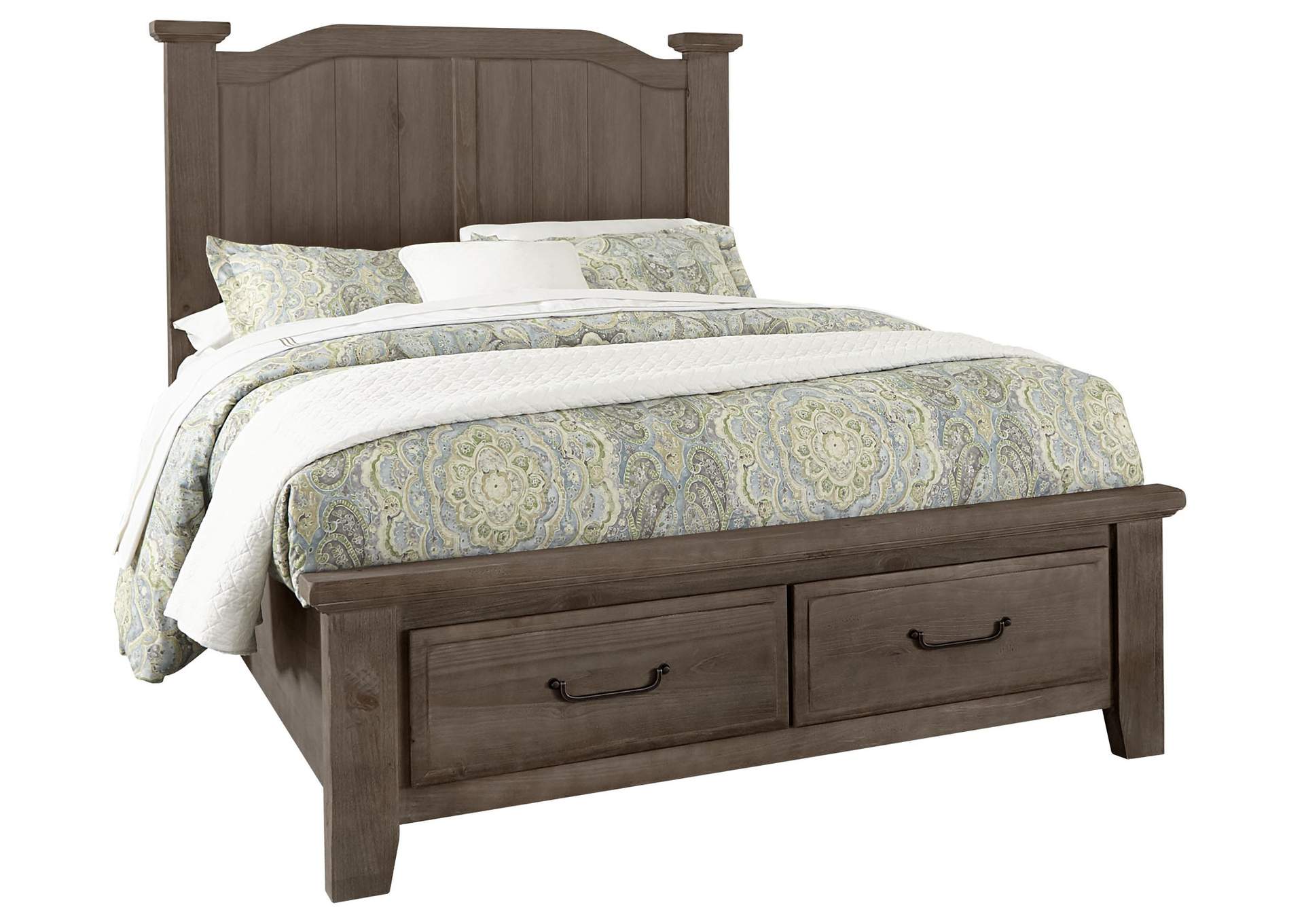 Sawmill Quill Gray Arch Queen Bed & Storage,Vaughan-Bassett