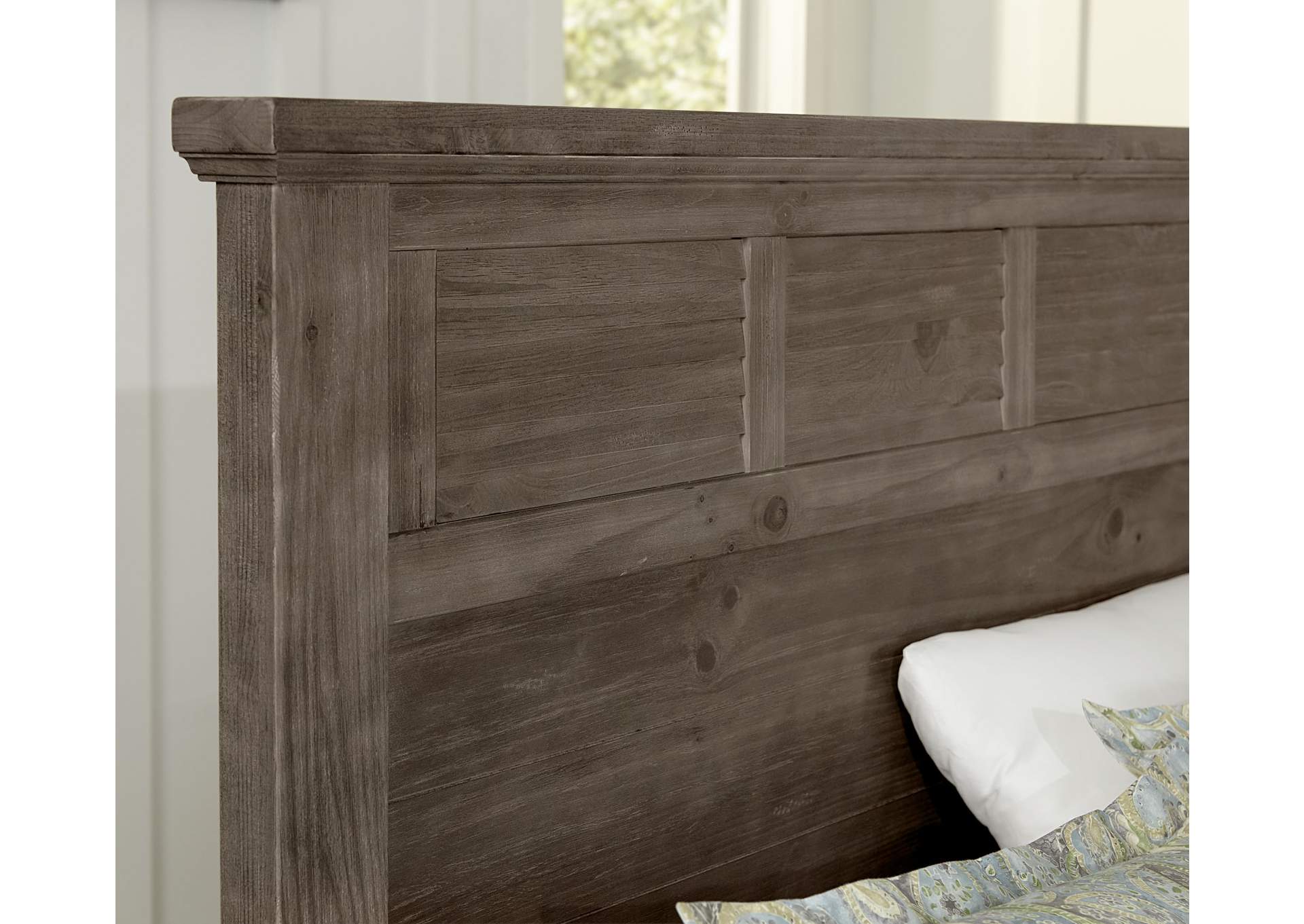 Sawmill Saddle Grey Queen Louver Bed,Vaughan-Bassett