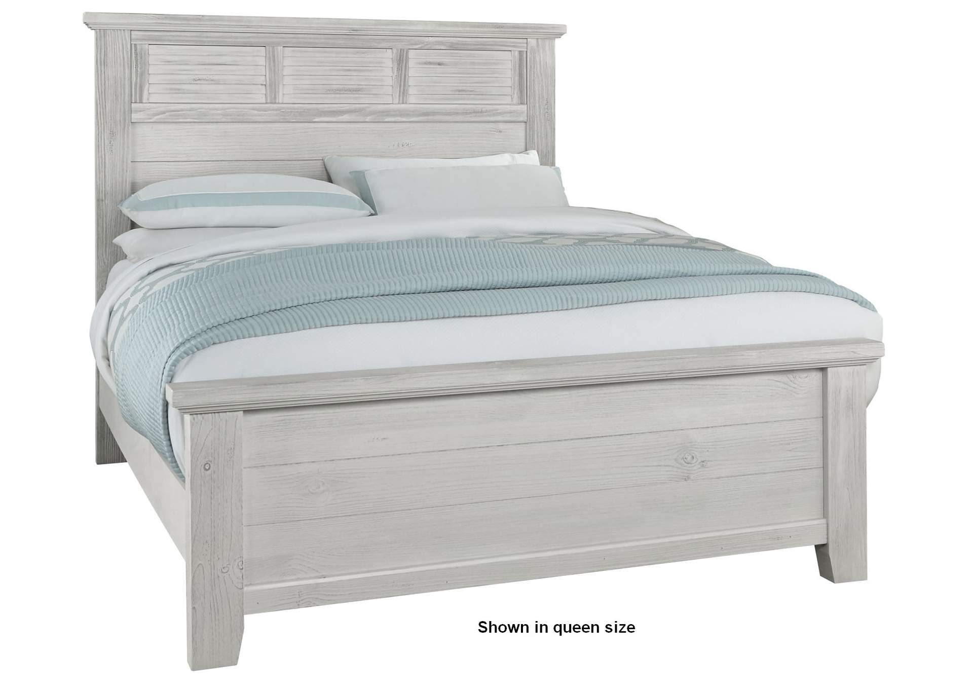 Sawmill Alabaster King Louver Bed,Vaughan-Bassett