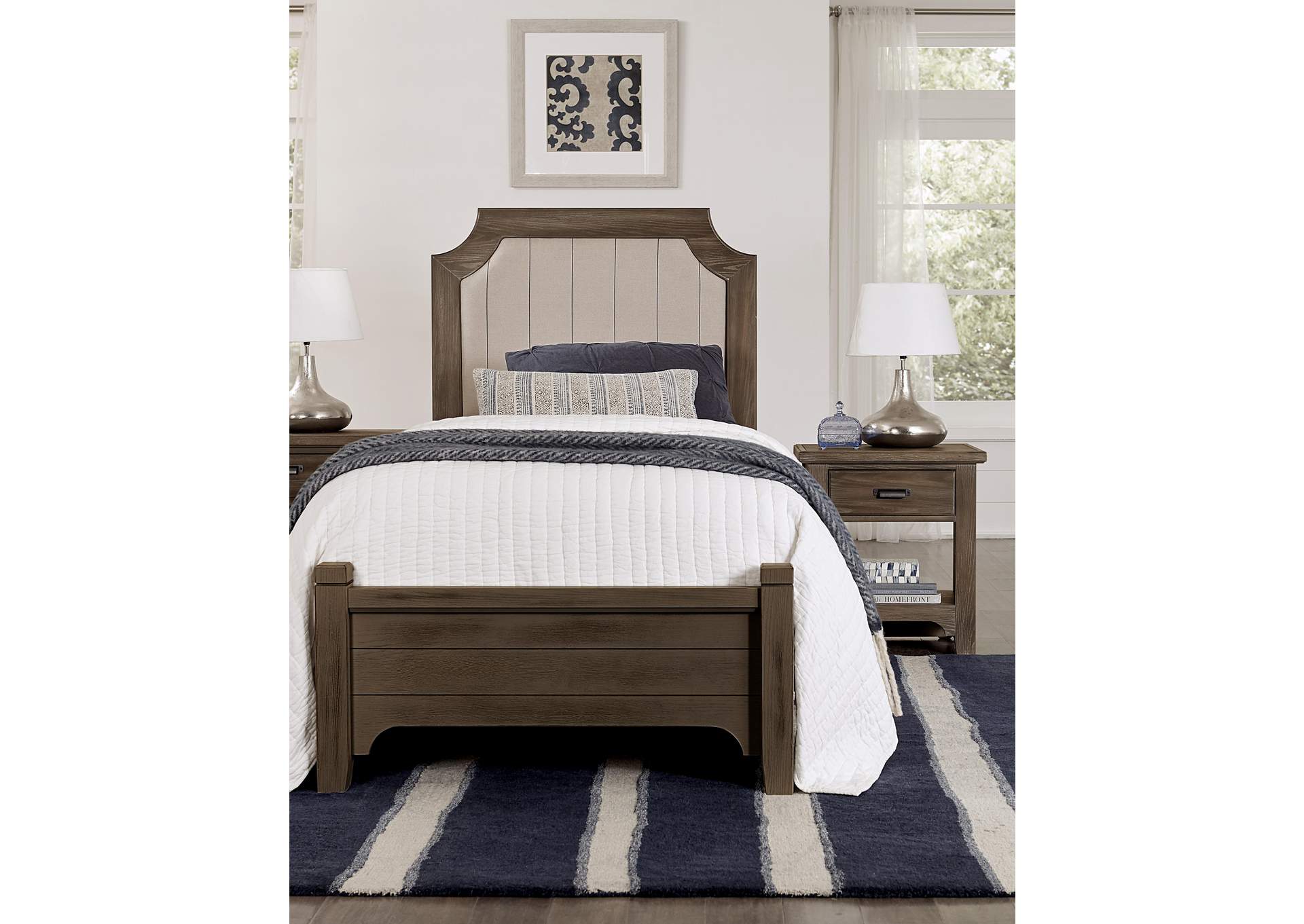 Bungalow Cararra Upholstered Full Bed w/Dresser and Mirror,Vaughan-Bassett