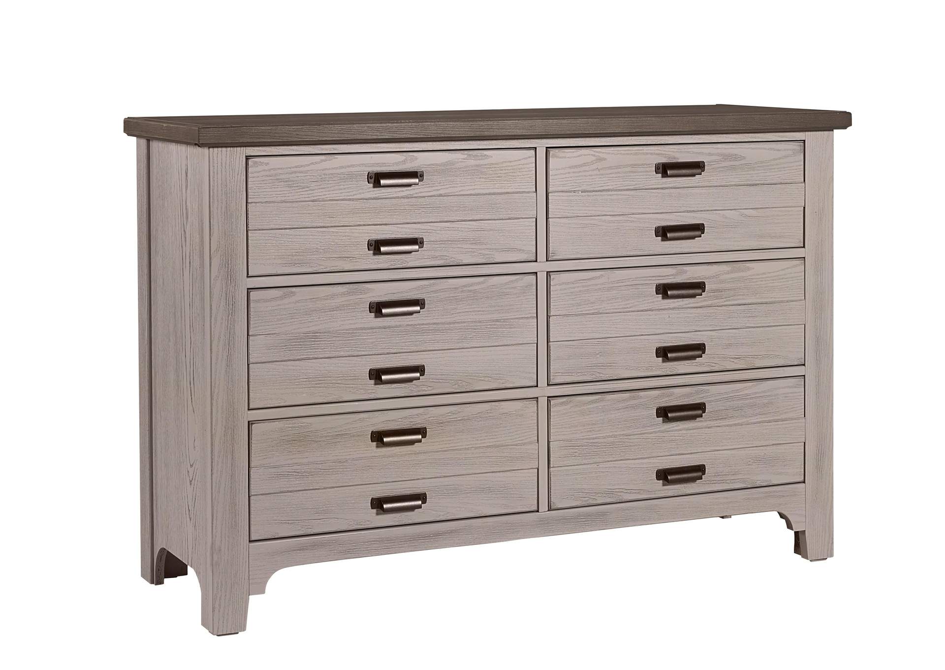 Bungalow Dover Grey with Folkstone Top Double Dresser - 6 Drawer