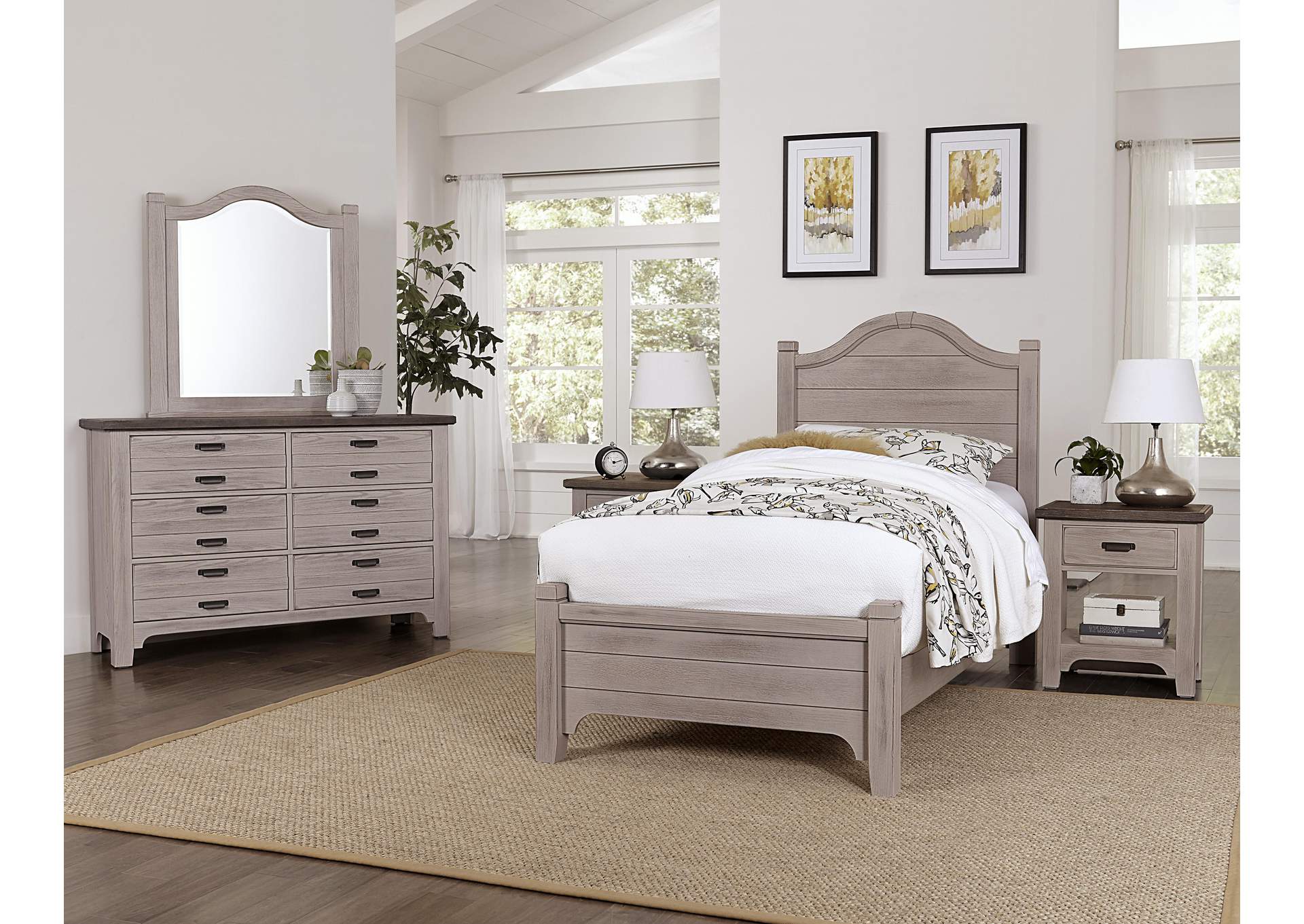 Bungalow Dover Grey with Folkstone Top Night Stand - 1 Drawer,Vaughan-Bassett