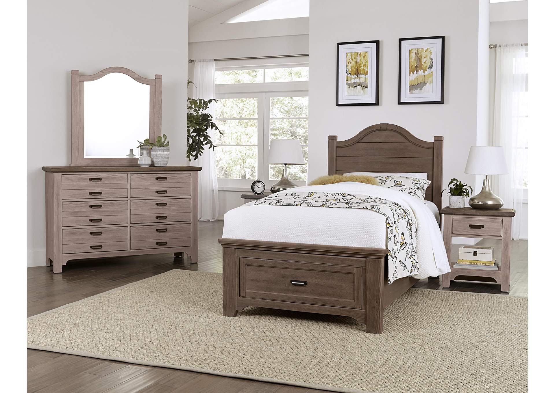 Bungalow Dover Grey with Folkstone Top Night Stand - 1 Drawer,Vaughan-Bassett