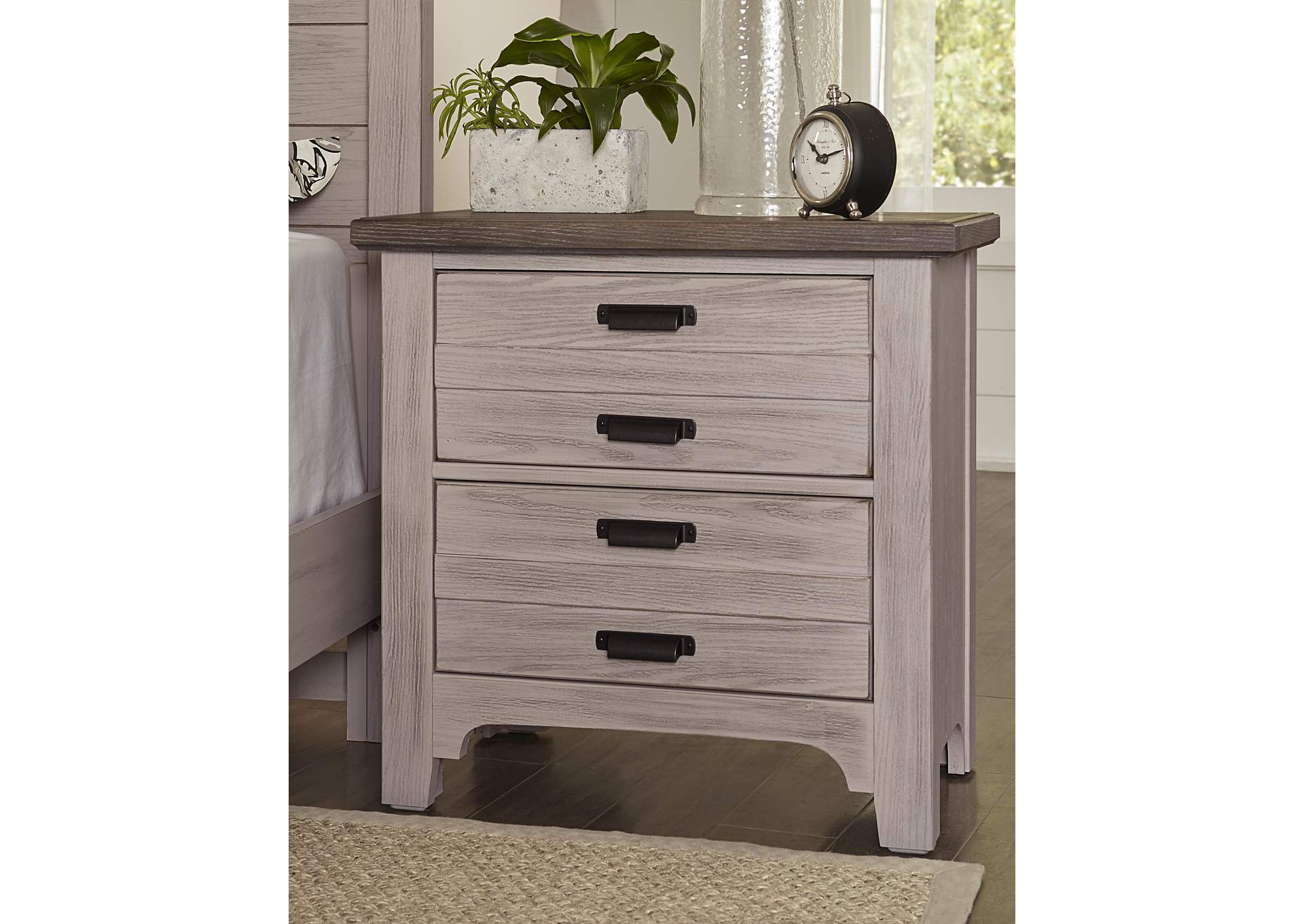 Bungalow Dover Grey with Folkstone Top Night Stand - 2 Drawer