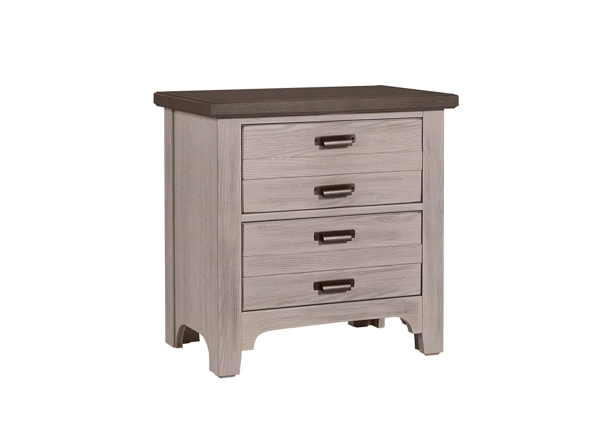 Bungalow Dover Grey with Folkstone Top Night Stand - 2 Drawer,Vaughan-Bassett