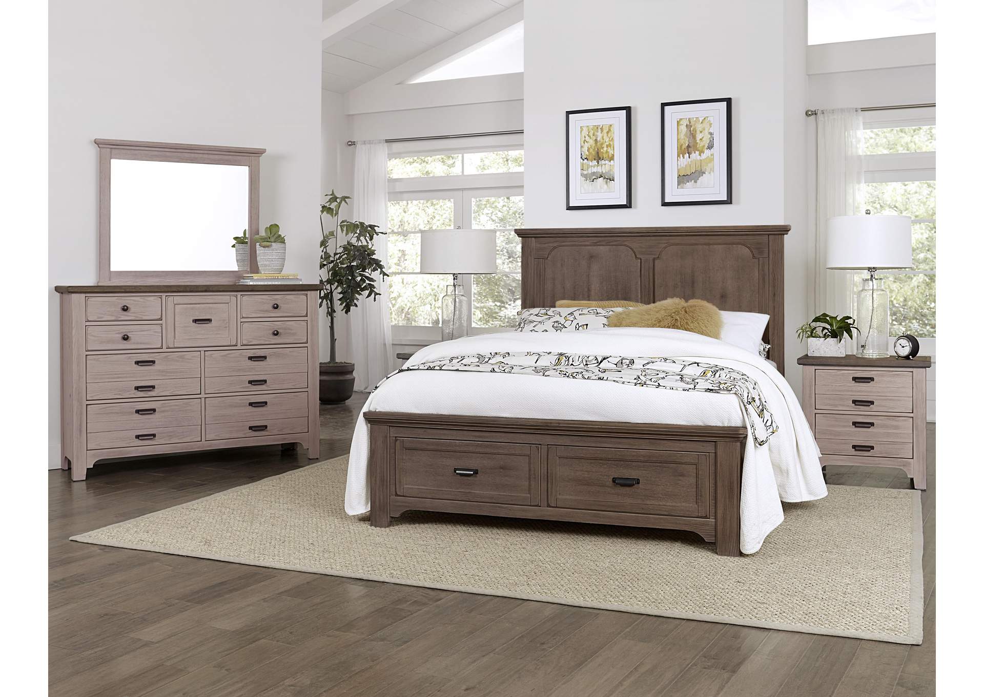 Bungalow Dover Grey with Folkstone Top Master Dresser - 9 Drawer,Vaughan-Bassett