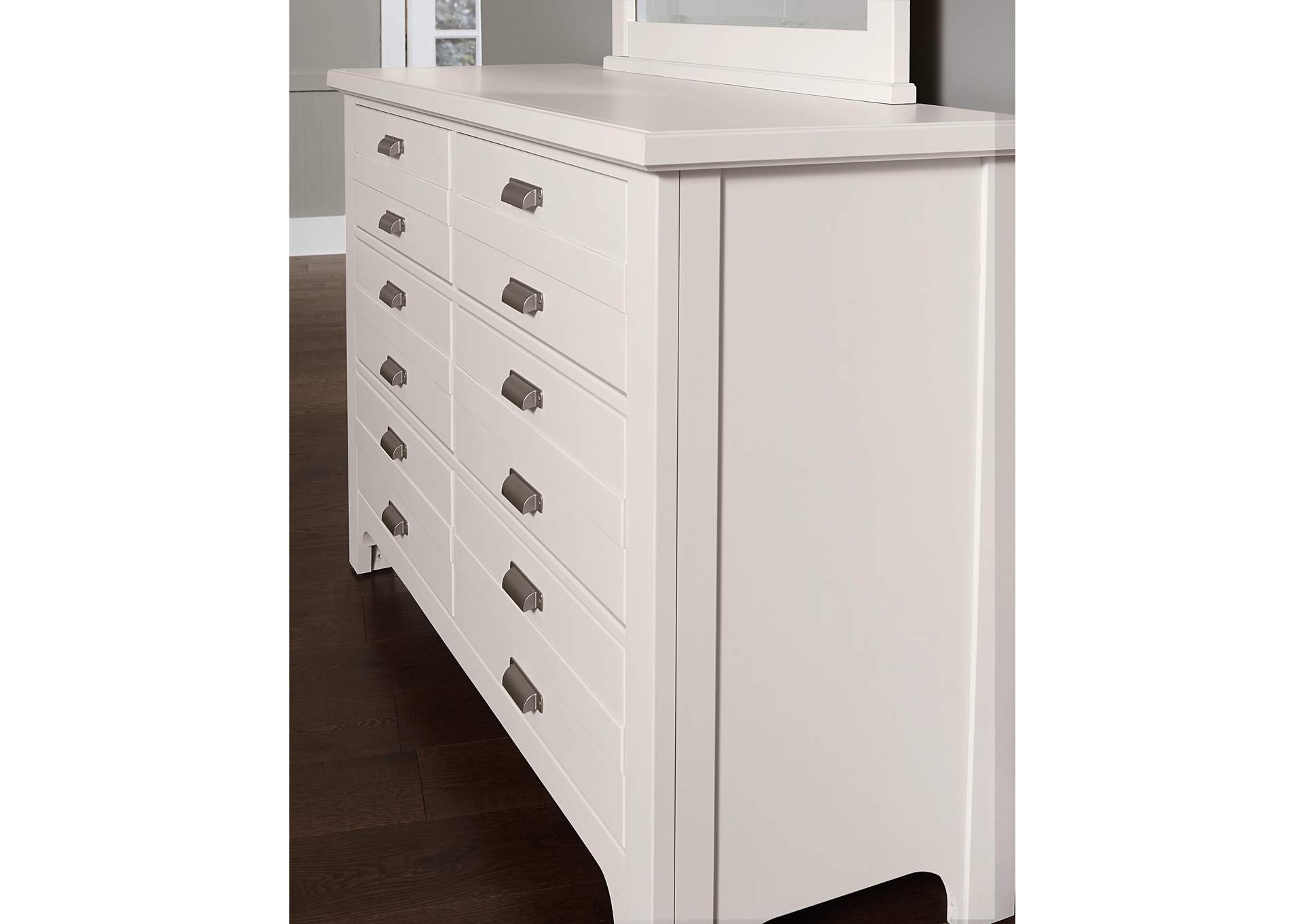 Bungalow Lattice White Double Dresser - 6 Drawer,Vaughan-Bassett