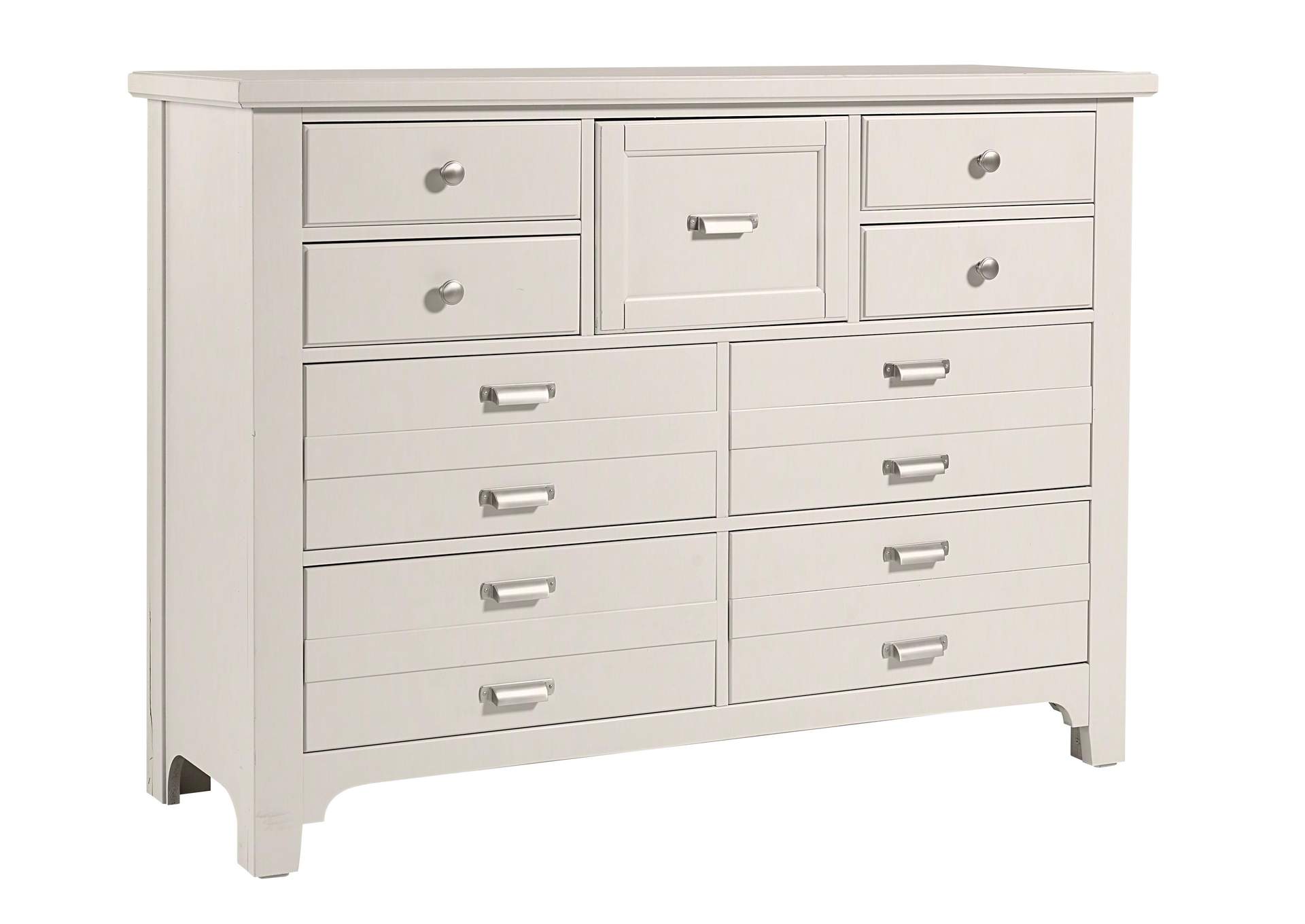 Bungalow Lattice White Master Dresser - 9 Drawer Furniture City Dayton