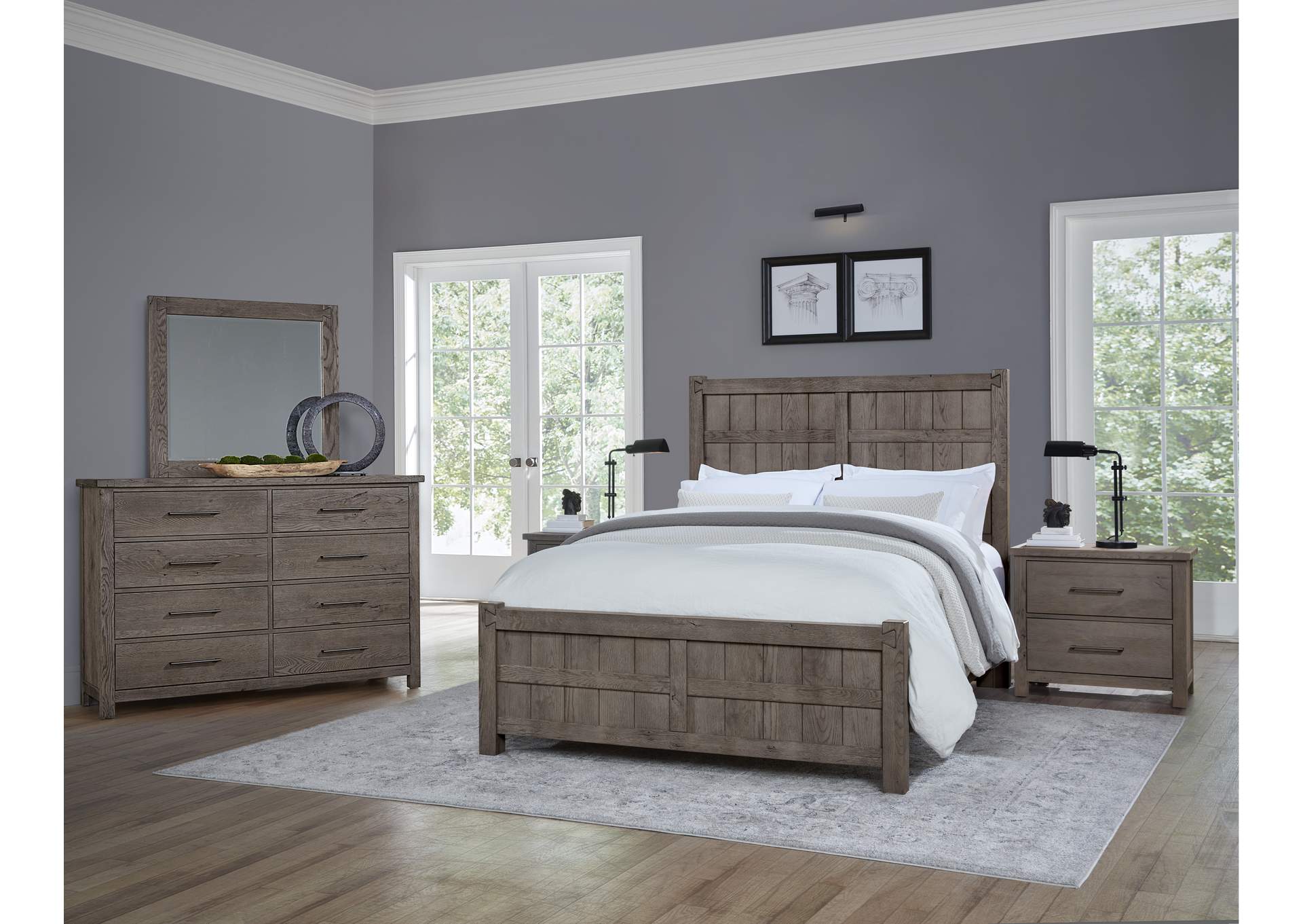 751 - Dovetail-Mystic Grey Queen Board & Batten Bed,Vaughan-Bassett