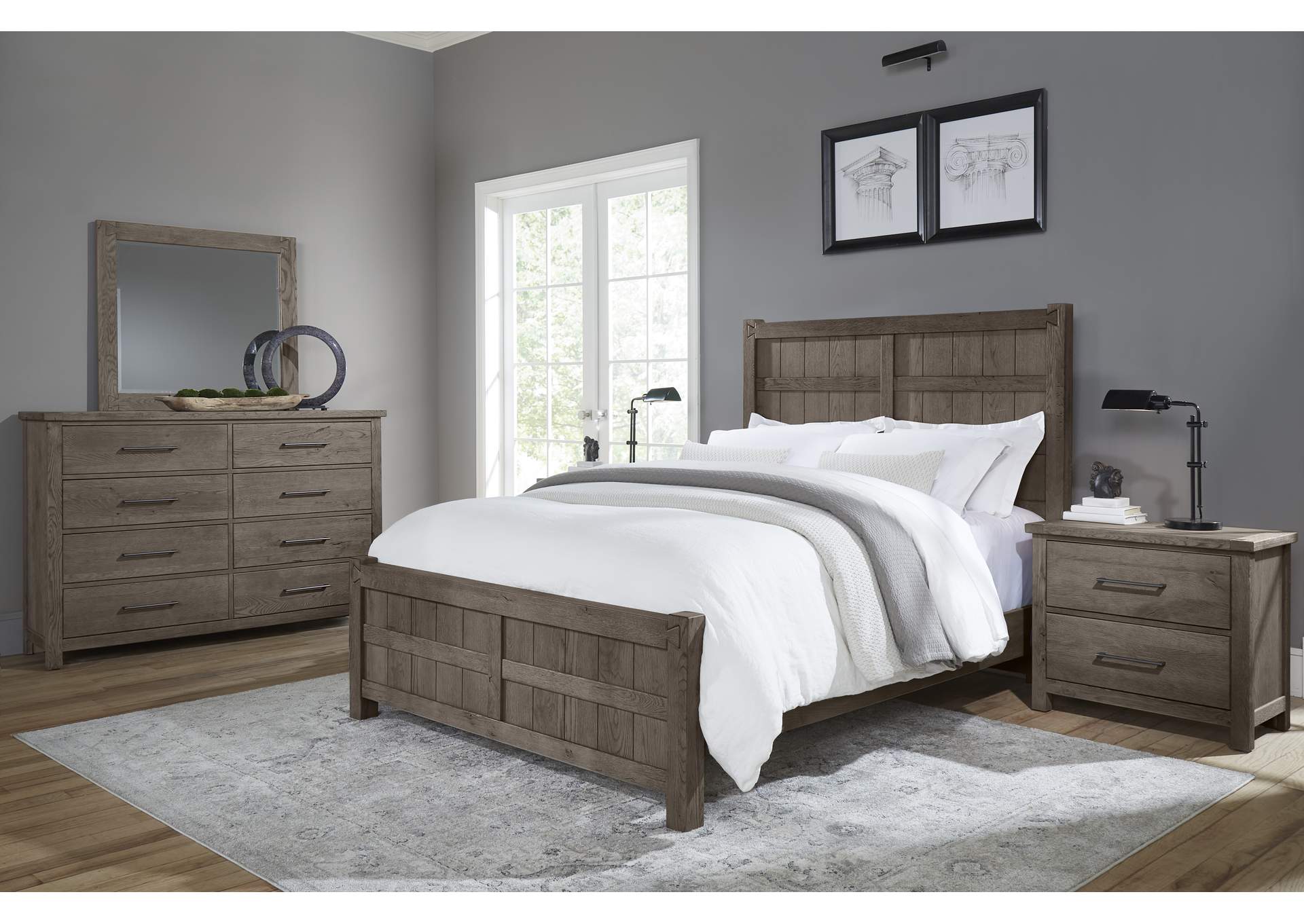 751 - Dovetail-Mystic Grey Queen Board & Batten Bed,Vaughan-Bassett