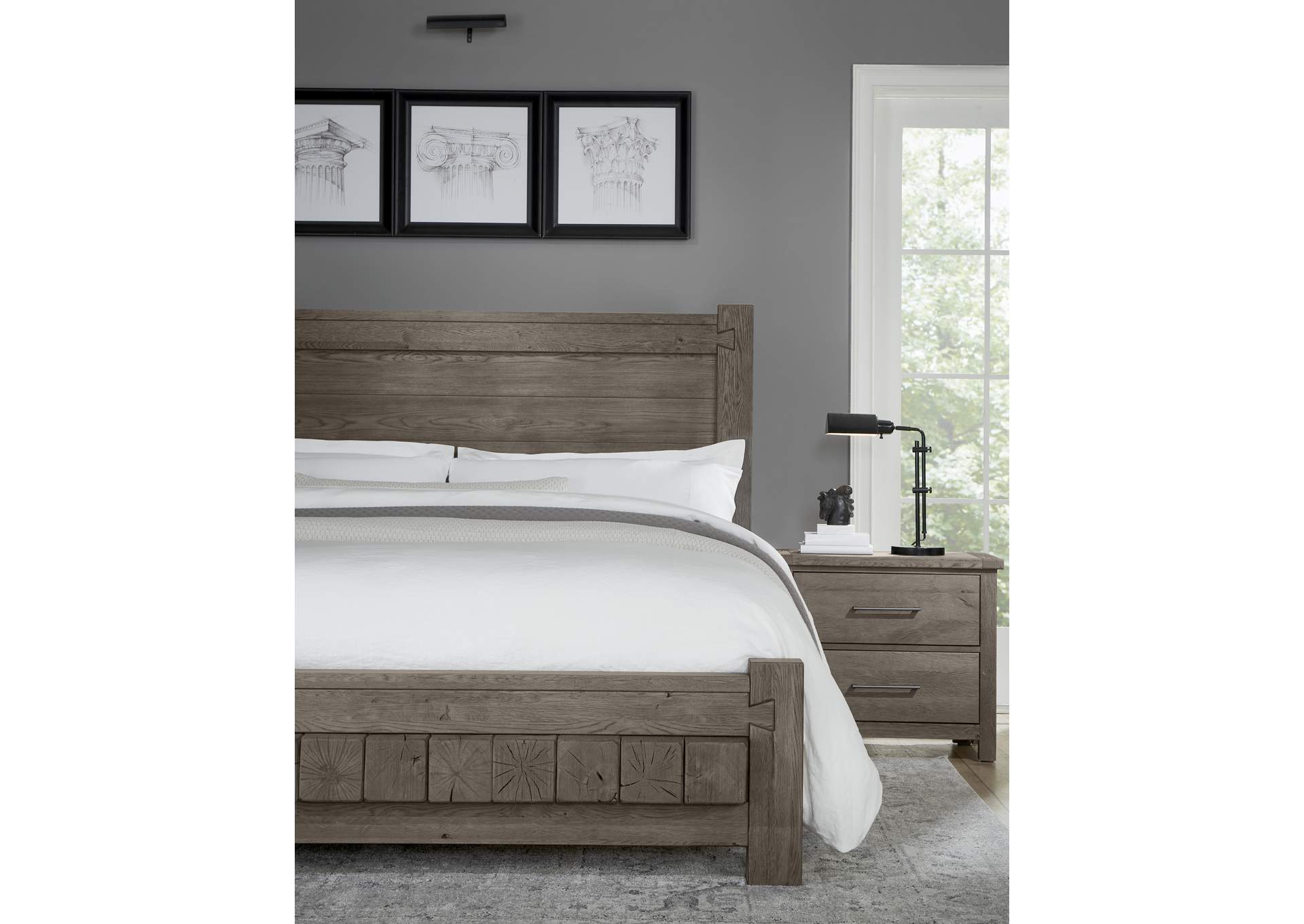 751 - Dovetail-Mystic Grey King Poster Bed With 6X6 Fb,Vaughan-Bassett