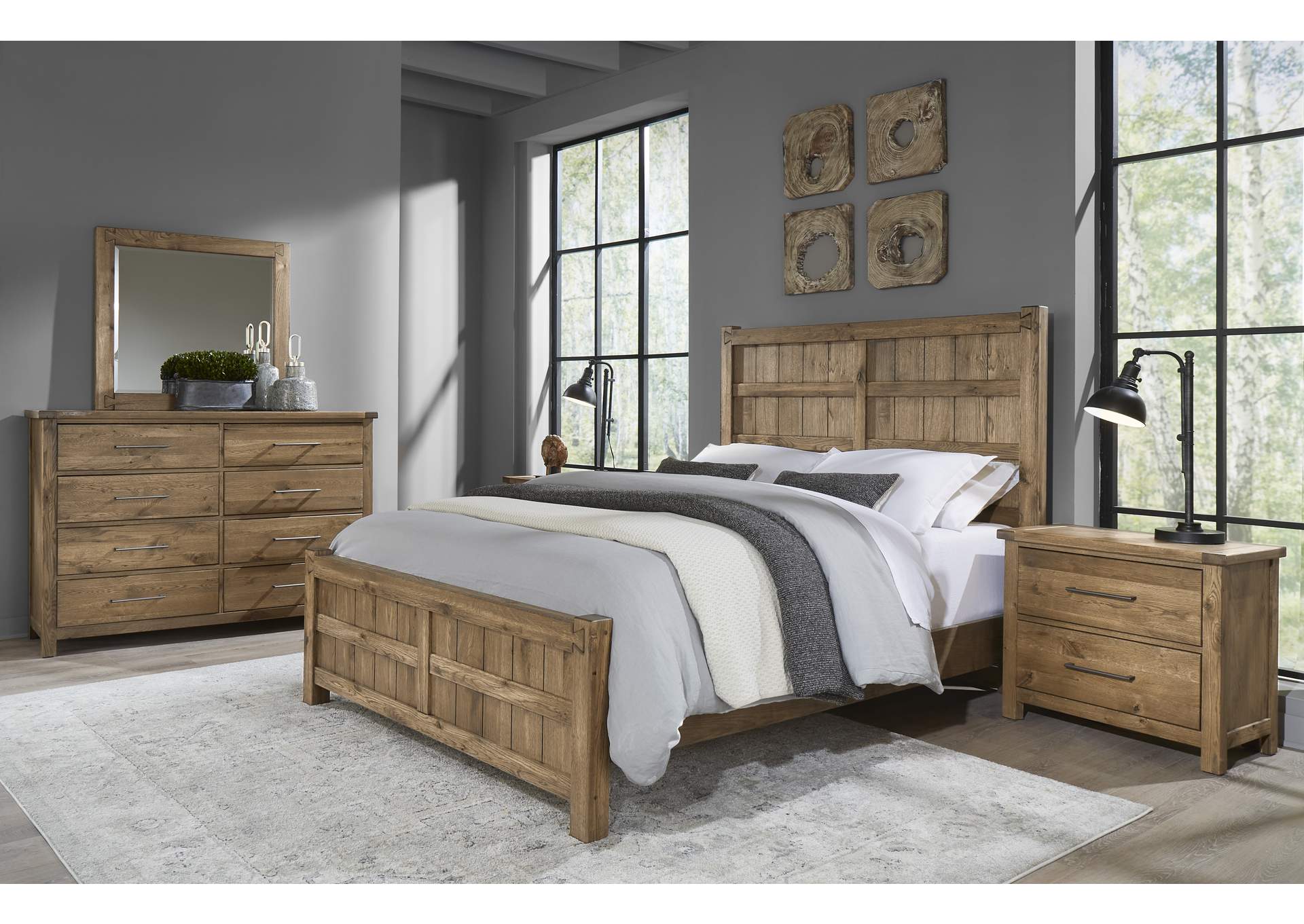 752 - Dovetail-Natural King Board & Batten Bed,Vaughan-Bassett