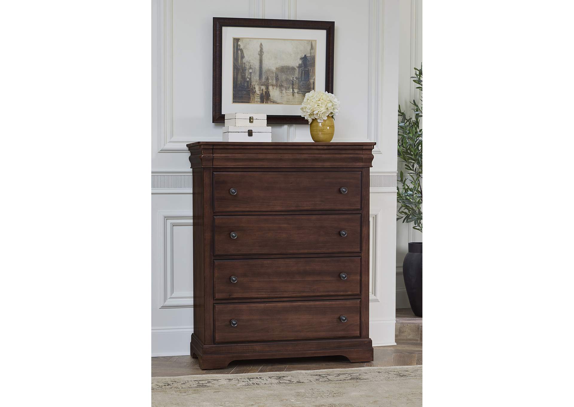 Vista-Warm Cherry Chest - 5 Drawer,Vaughan-Bassett