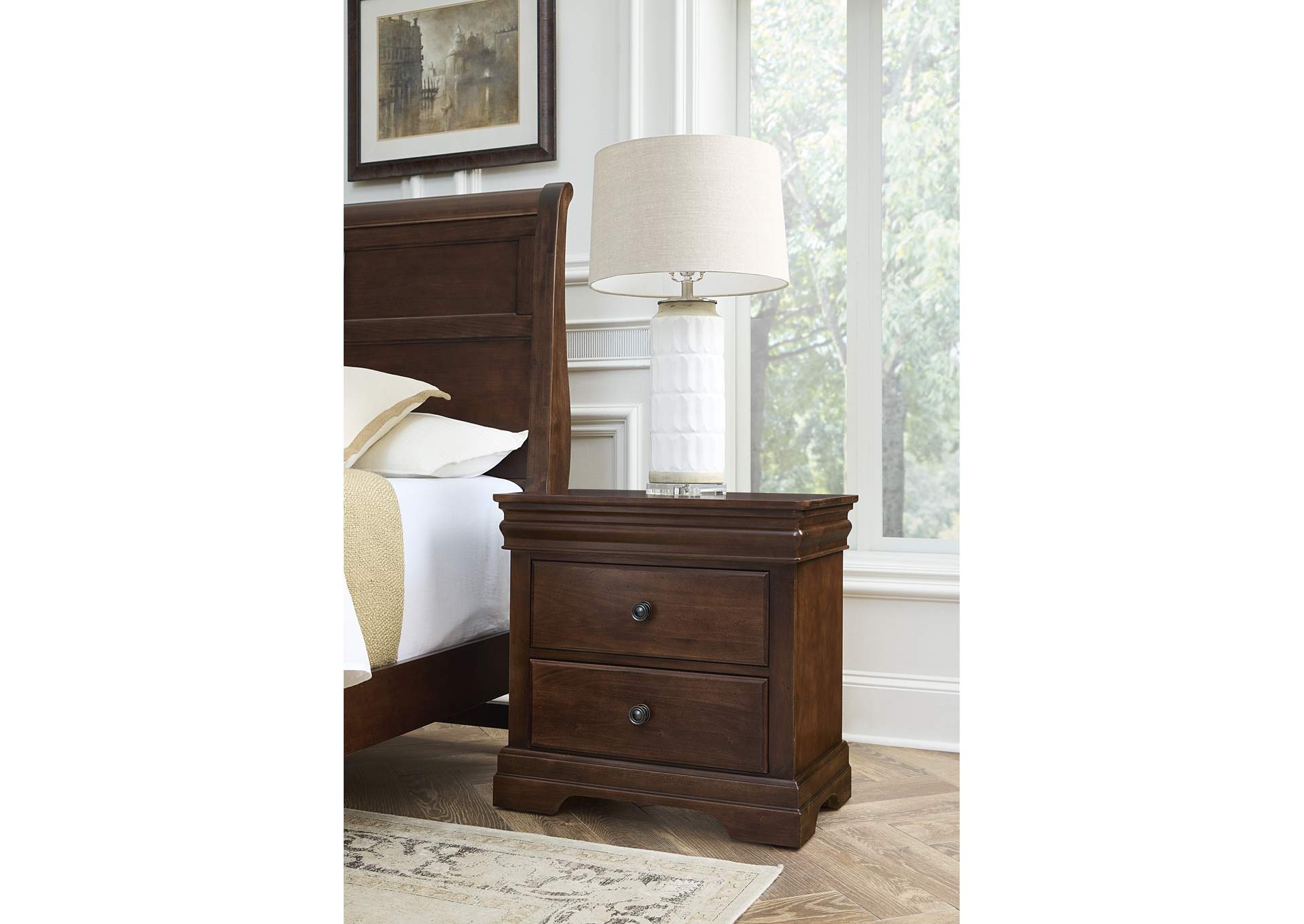 Vista-Warm Cherry Nightstand - 2 Drawer,Vaughan-Bassett