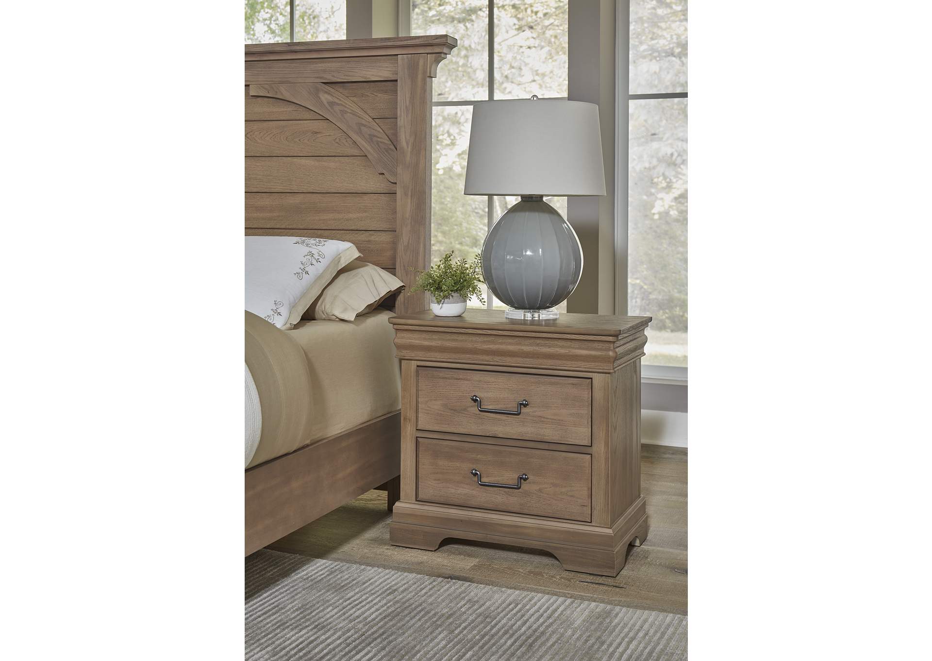 Vista-Natural Oak Nightstand - 2 Drawer,Vaughan-Bassett