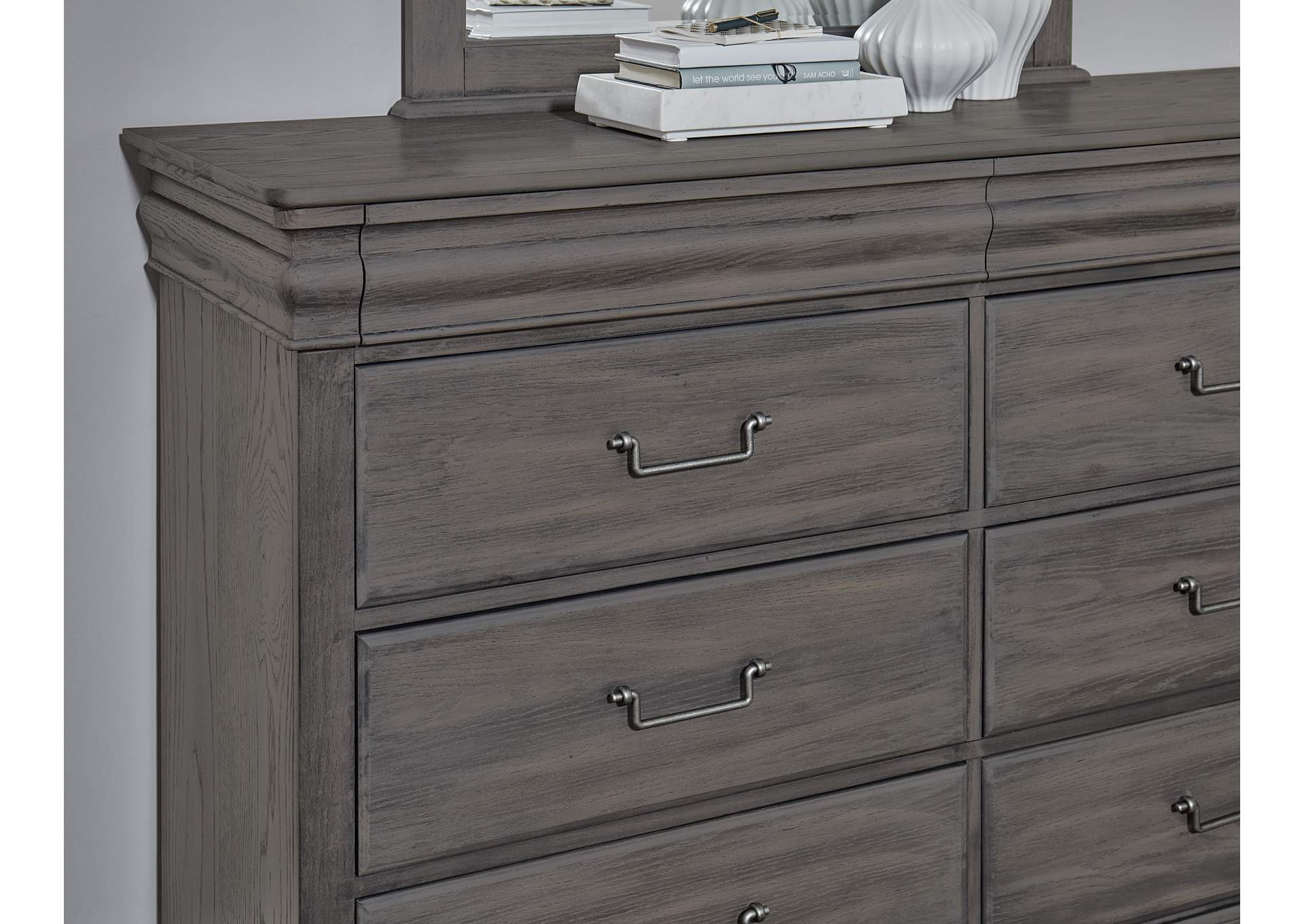 Vista-Grey Oak Dresser - 8 Drawer,Vaughan-Bassett