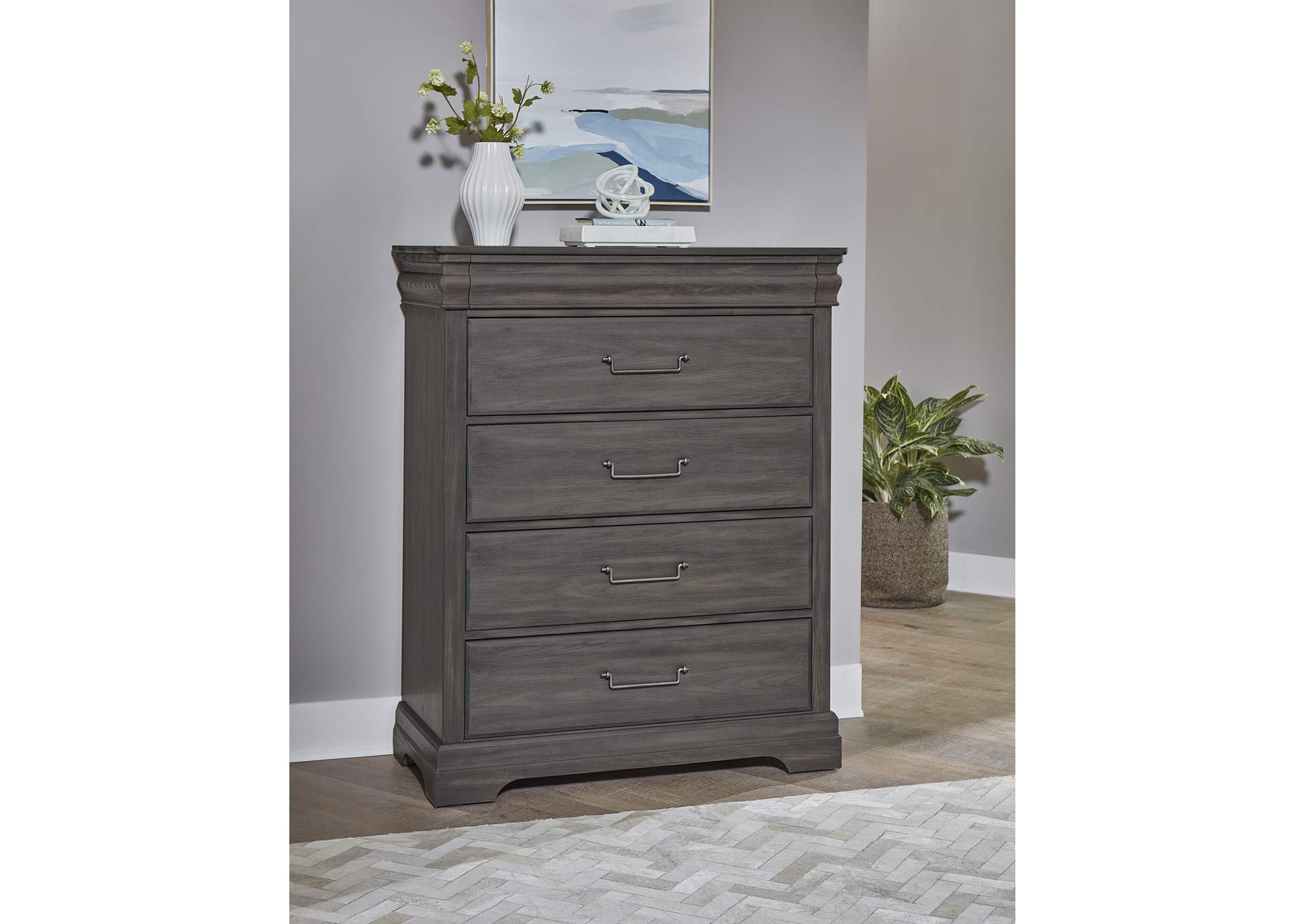 Vista-Grey Oak Chest - 5 Drawer,Vaughan-Bassett