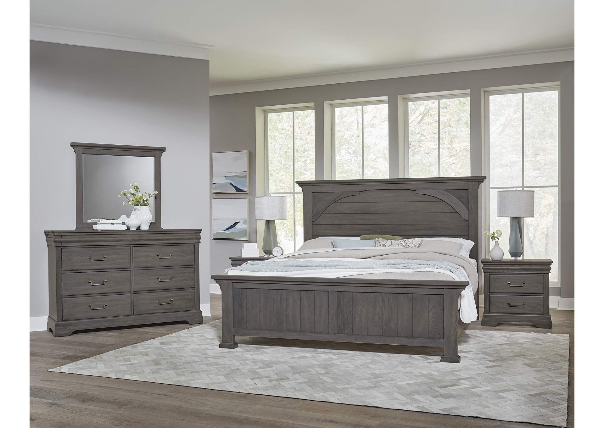 Vista-Grey Oak Dresser - 8 Drawer,Vaughan-Bassett