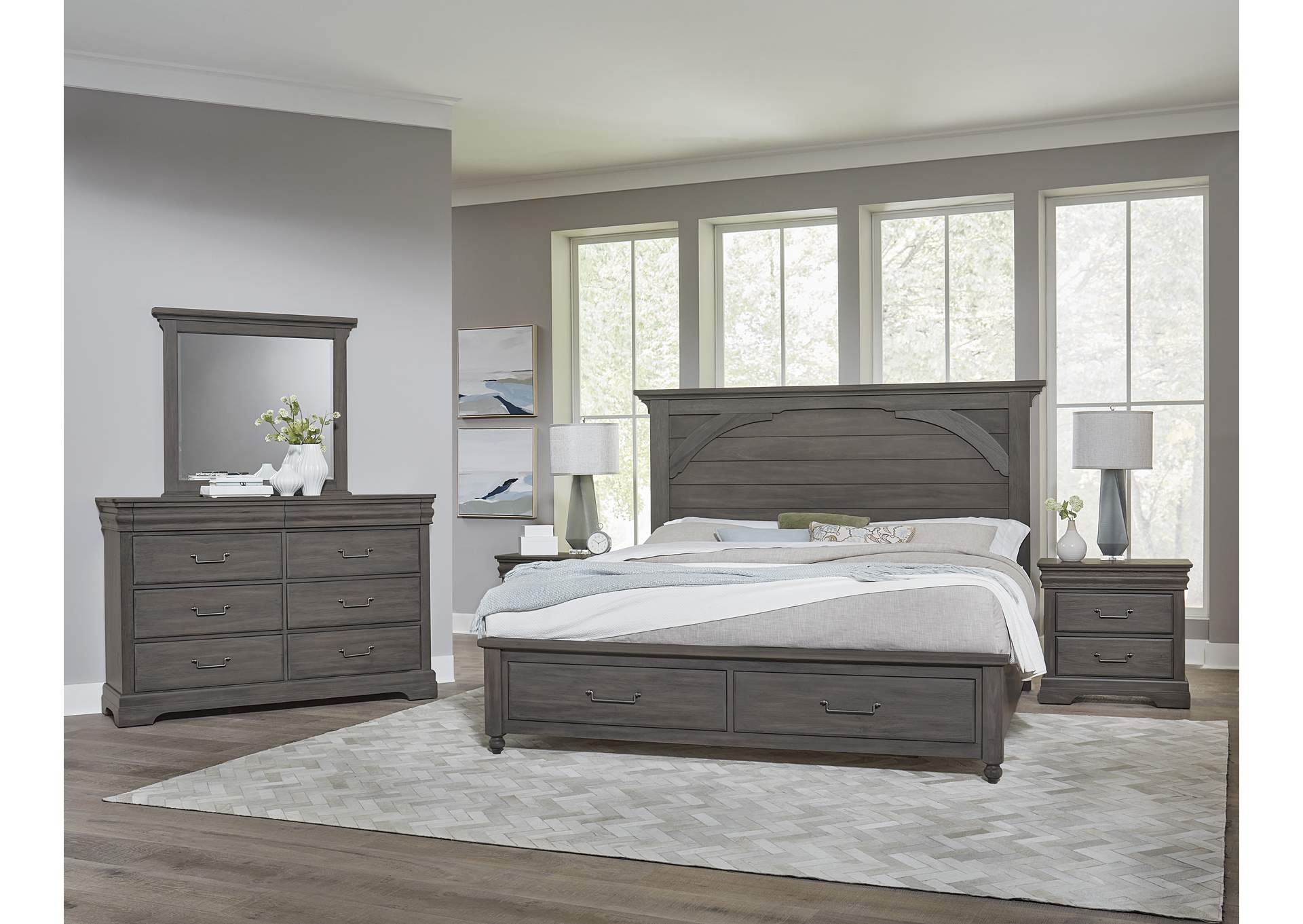 Vista-Grey Oak Dresser - 8 Drawer,Vaughan-Bassett