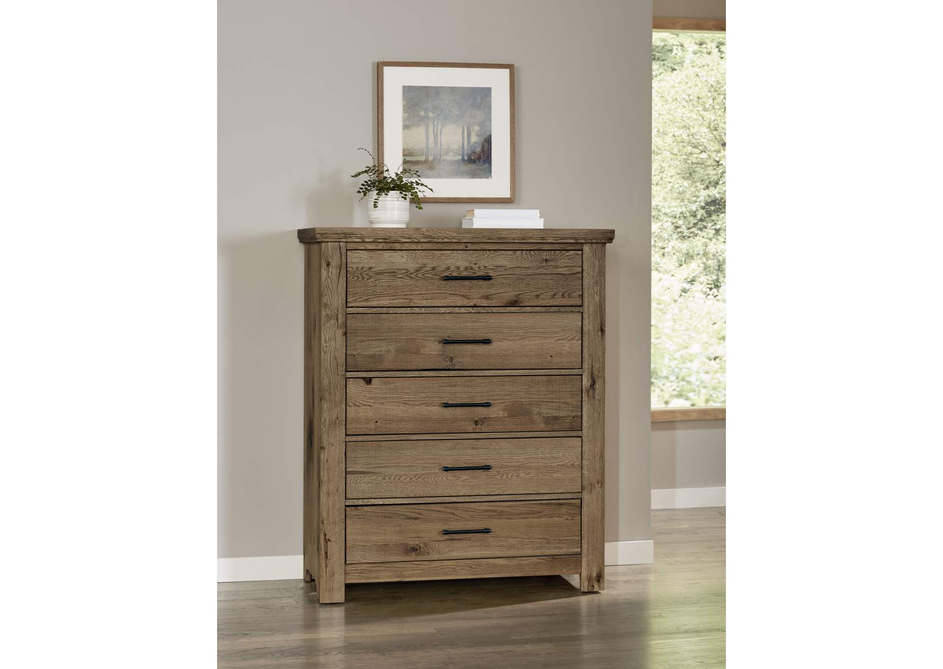 Yellowstone-Chestnut Natural Chest - 5 Drawer,Vaughan-Bassett