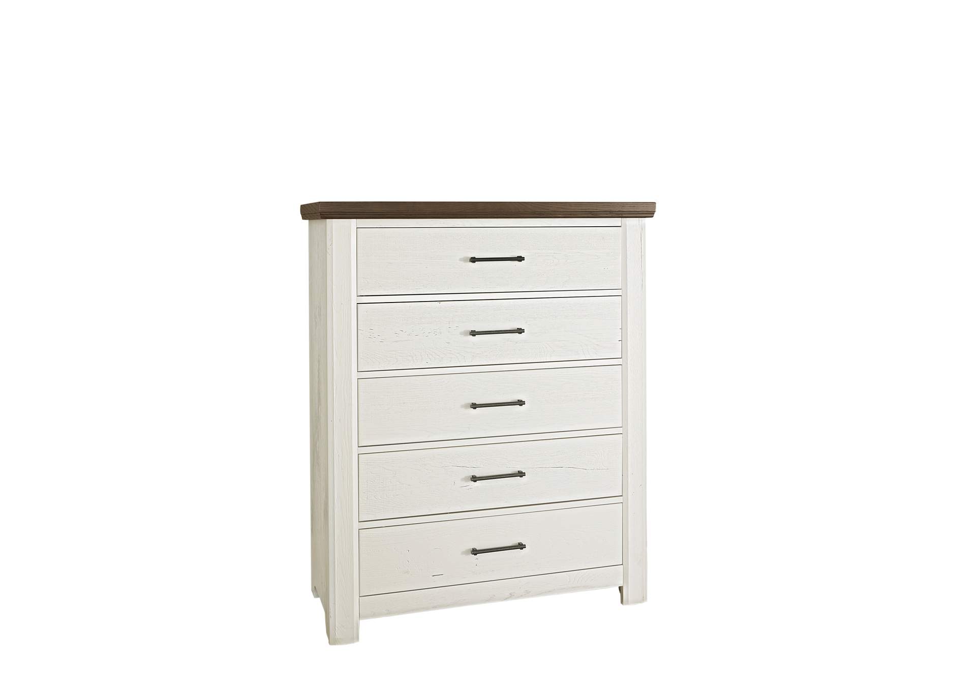 Yellowstone-White & Buckskin Chest - 5 Drawer,Vaughan-Bassett