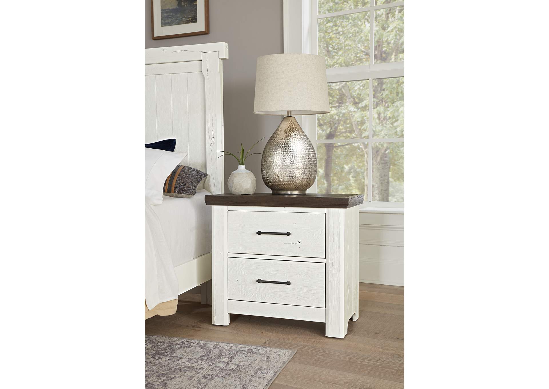 Yellowstone-White & Buckskin Nightstand - 2 Drawer,Vaughan-Bassett