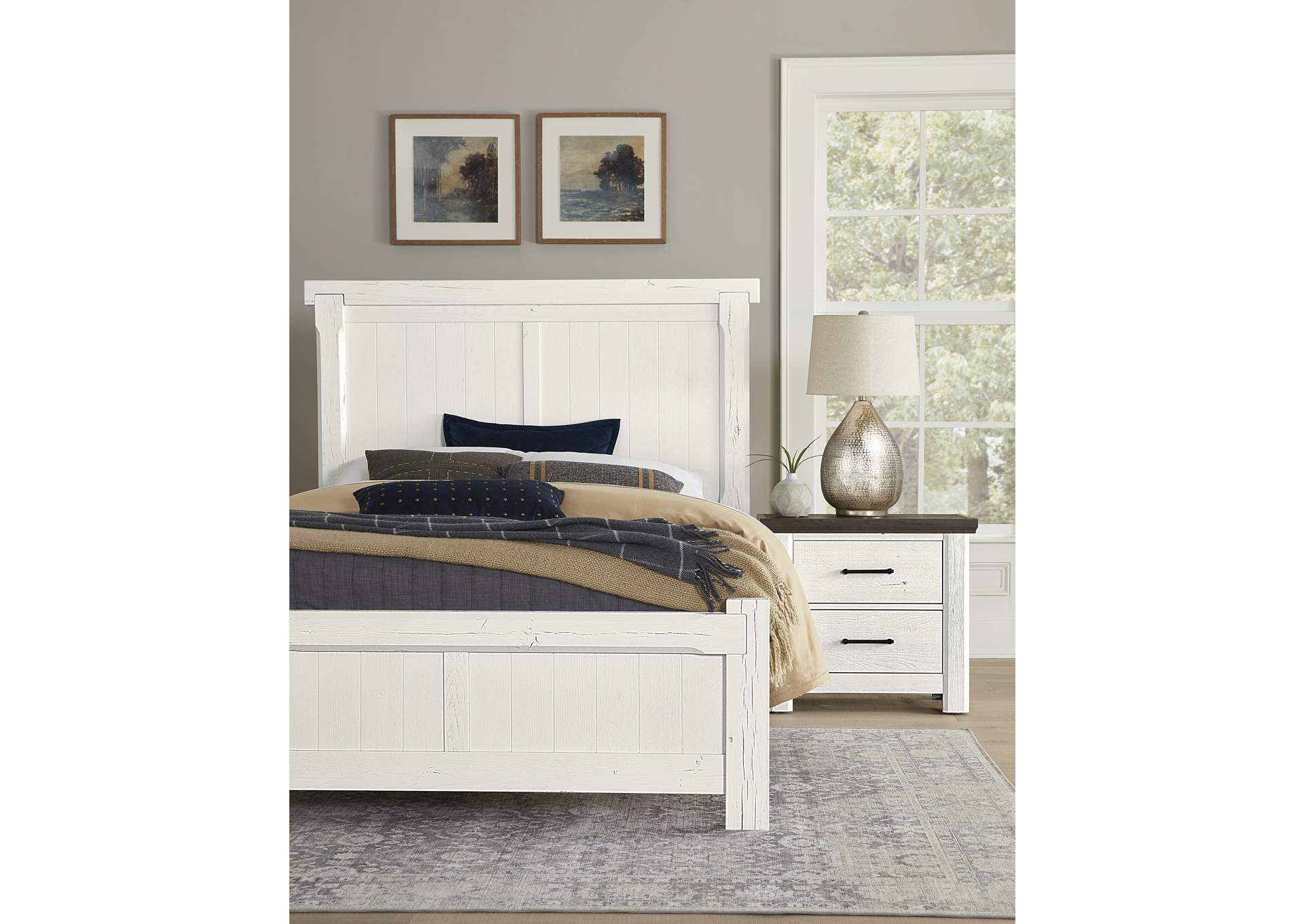 Yellowstone-White & Buckskin Nightstand - 2 Drawer,Vaughan-Bassett