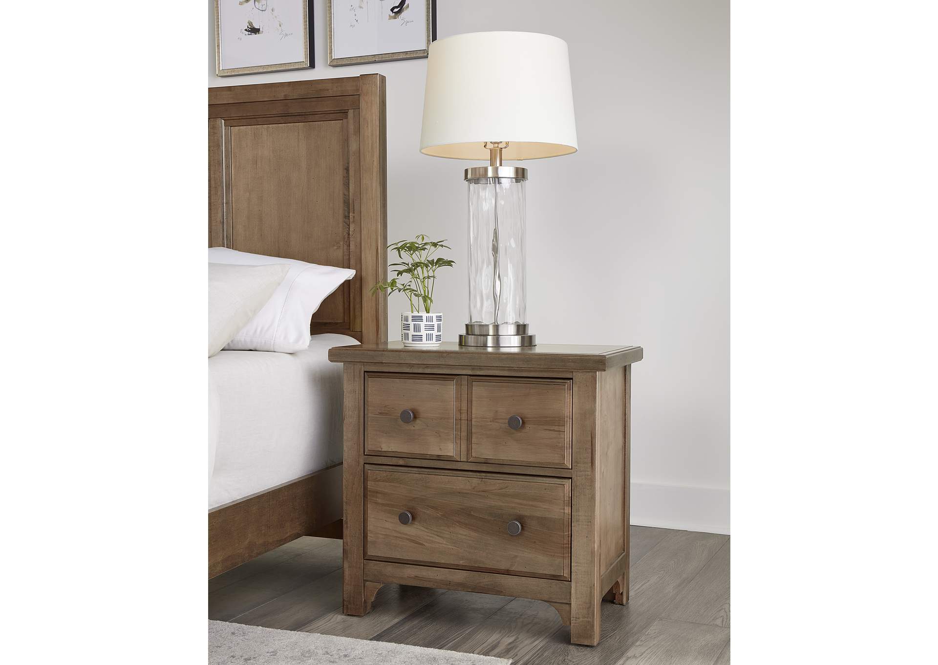 Cool Farmhouse-Natural Night Stand - 2 Drawer,Vaughan-Bassett