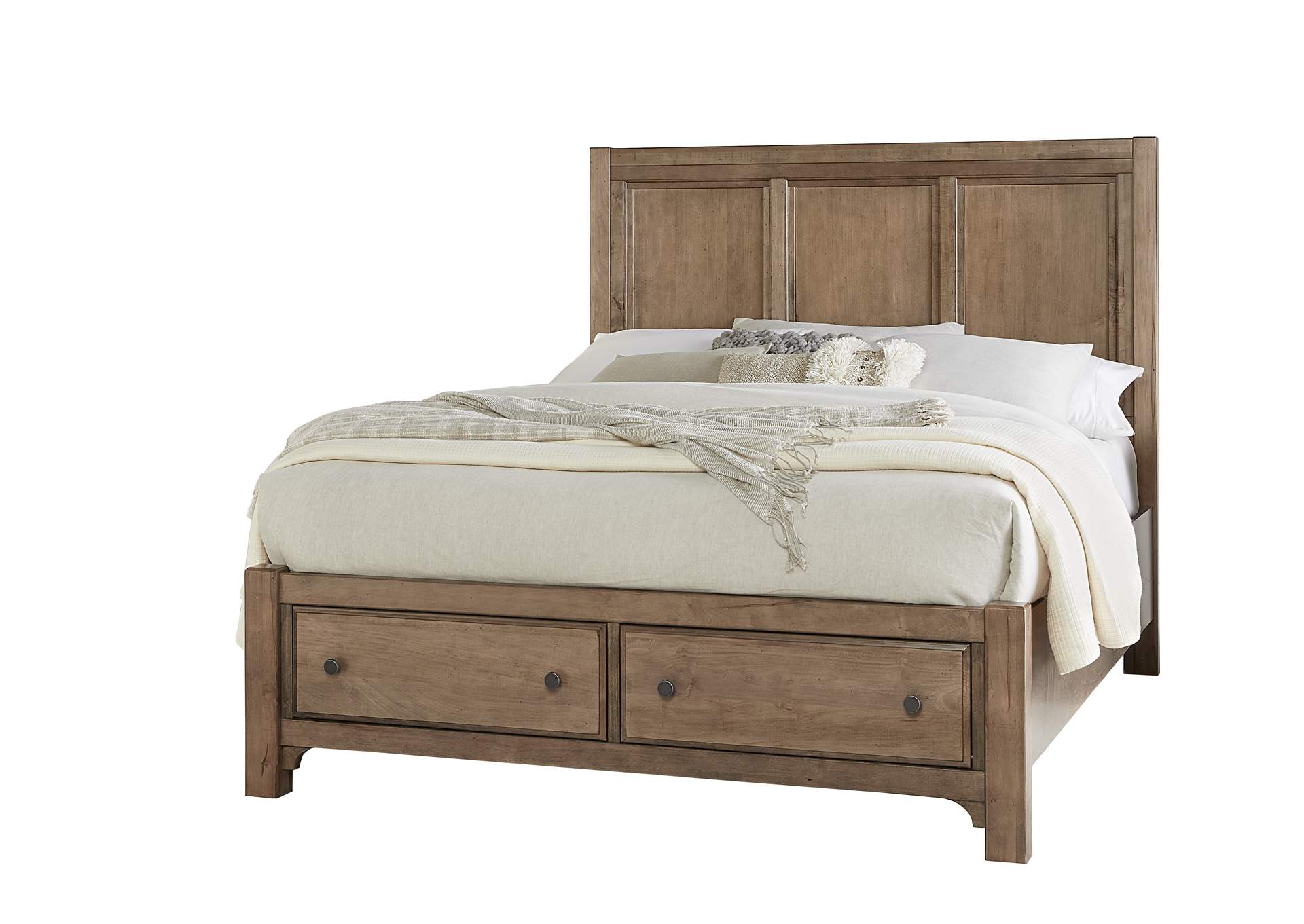 Cool Farmhouse-Natural Queen Panel Bed With Storage Footboard,Vaughan-Bassett