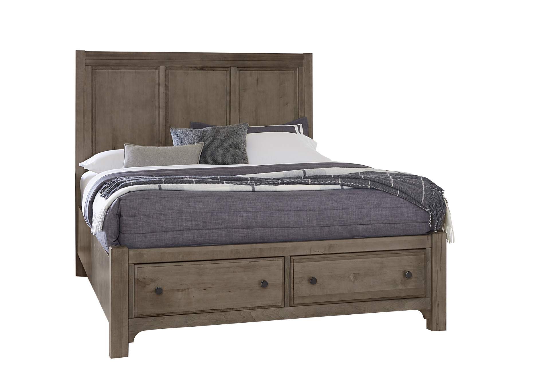 Cool Farmhouse-Grey Queen Panel Bed With Storage Footboard,Vaughan-Bassett