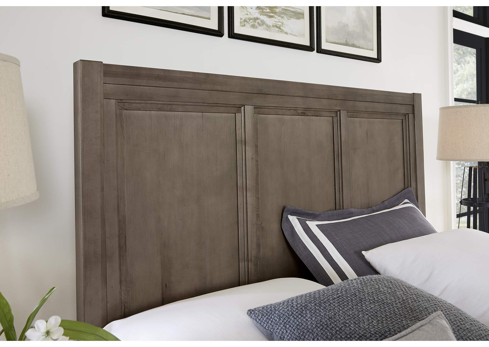 Cool Farmhouse-Grey Queen Panel Bed With Storage Footboard,Vaughan-Bassett