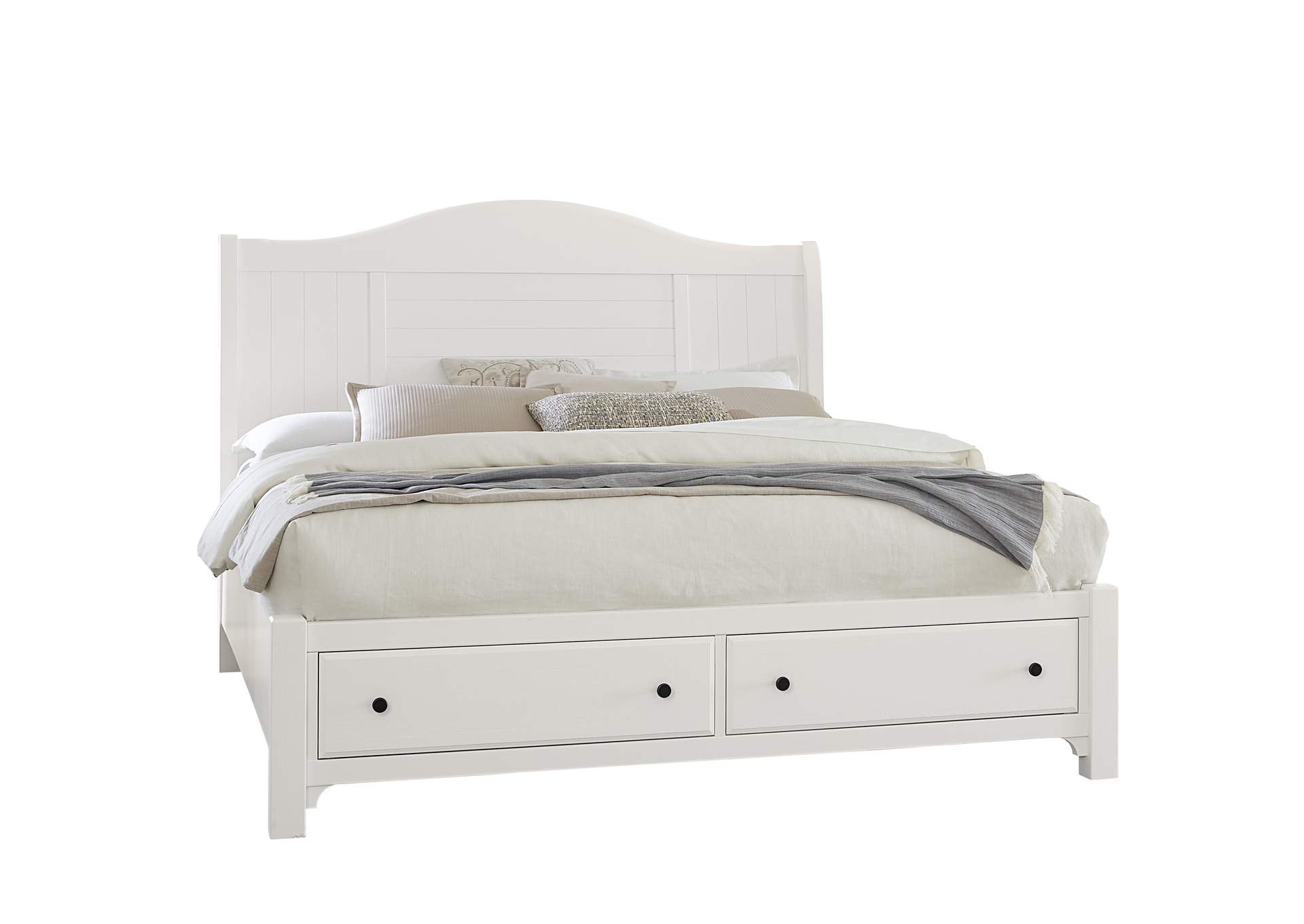 Cool Farmhouse-Soft White Queen Sleigh Bed With Storage Footboard,Vaughan-Bassett