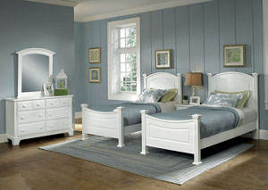 Image for Hamilton/Franklin Snow White Twin Panel Bed w/Dresser and Mirror
