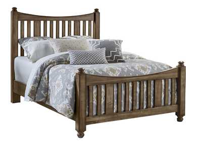 Maple Road Maple Syrup Queen Slat Poster Bed w/ Slat Poster Footboard