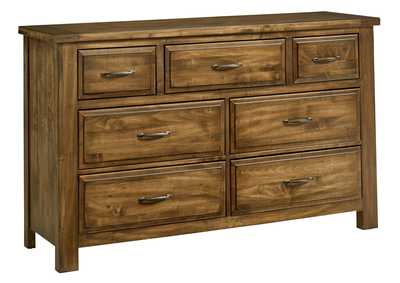 Maple Road Antique Amish Triple Dresser - 7 Drawer,Vaughan-Bassett