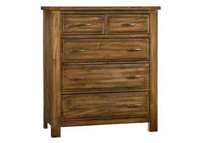 Maple Road Antique Amish Chest - 5 Drawer,Vaughan-Bassett