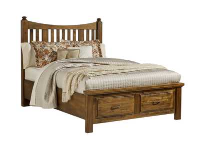 Maple Road-Antique Amish King Slat Poster Storage Bed