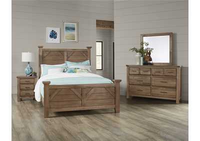 Image for Chestnut Creek Tobacco Brown Plank Post Queen Bed w/Dresser and Mirror