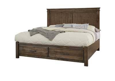 Cool Rustic Mink Queen Mansion Bed w/ Footboard Storage
