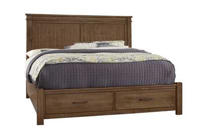 Image for Cool Rustic Amber King Mansion Bed w/ Footboard Storage