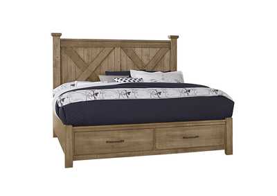 Image for Cool Rustic Shadow X Queen Bed w/2 Drawer Storage