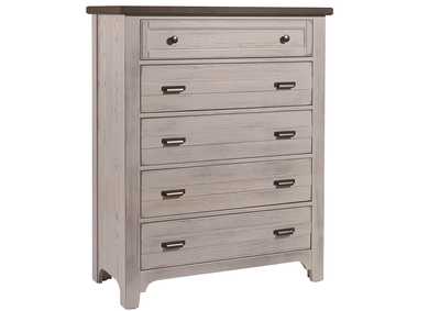 Bungalow Dover Grey with Folkstone Top Chest - 5 Drawer,Vaughan-Bassett
