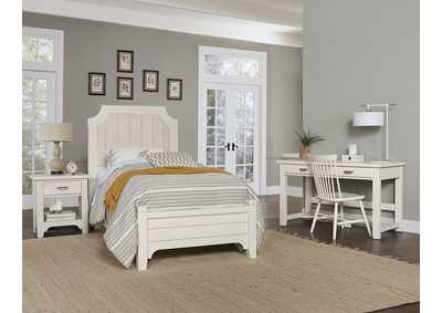 744 - Bungalow-Lattice White Twin Upholstered Bed,Vaughan-Bassett