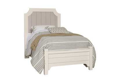 744 - Bungalow-Lattice White Twin Upholstered Bed